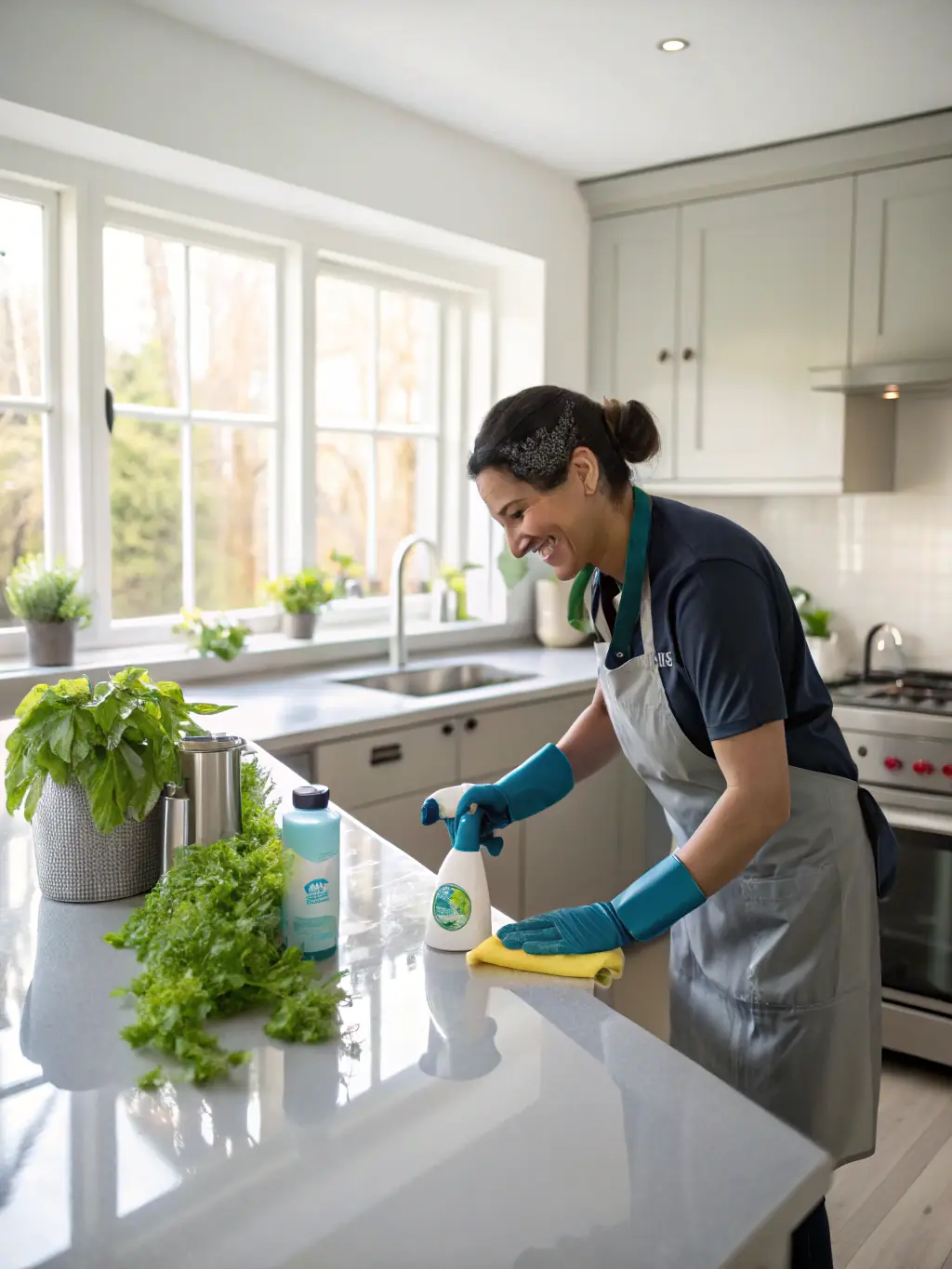 A photo of SpotOnCleanUp cleaners using modern, eco-friendly cleaning equipment in a home.